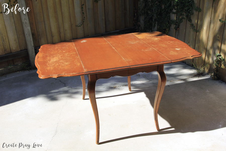 White Farmhouse Kitchen Table Makeover