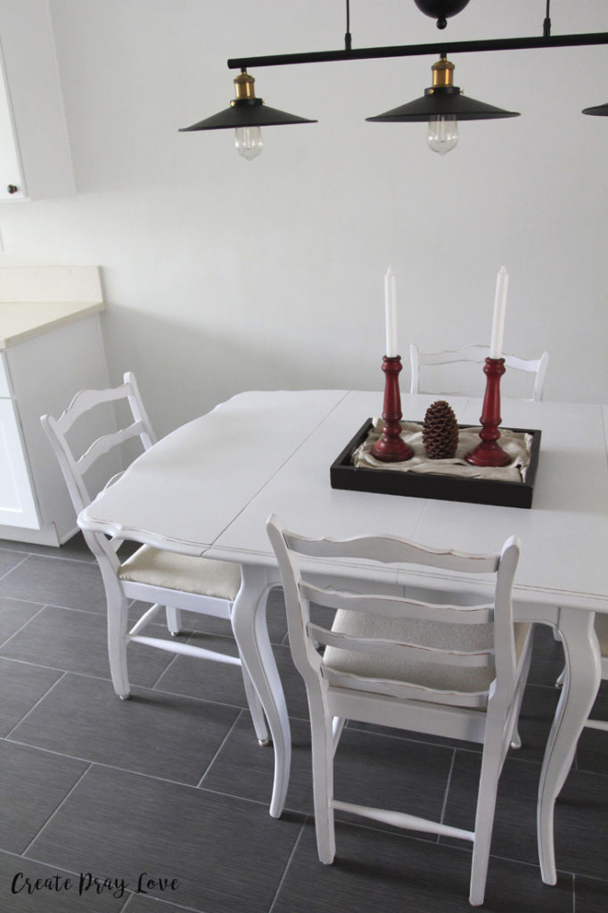 White Farmhouse Kitchen Table Makeover - Create Pray Love