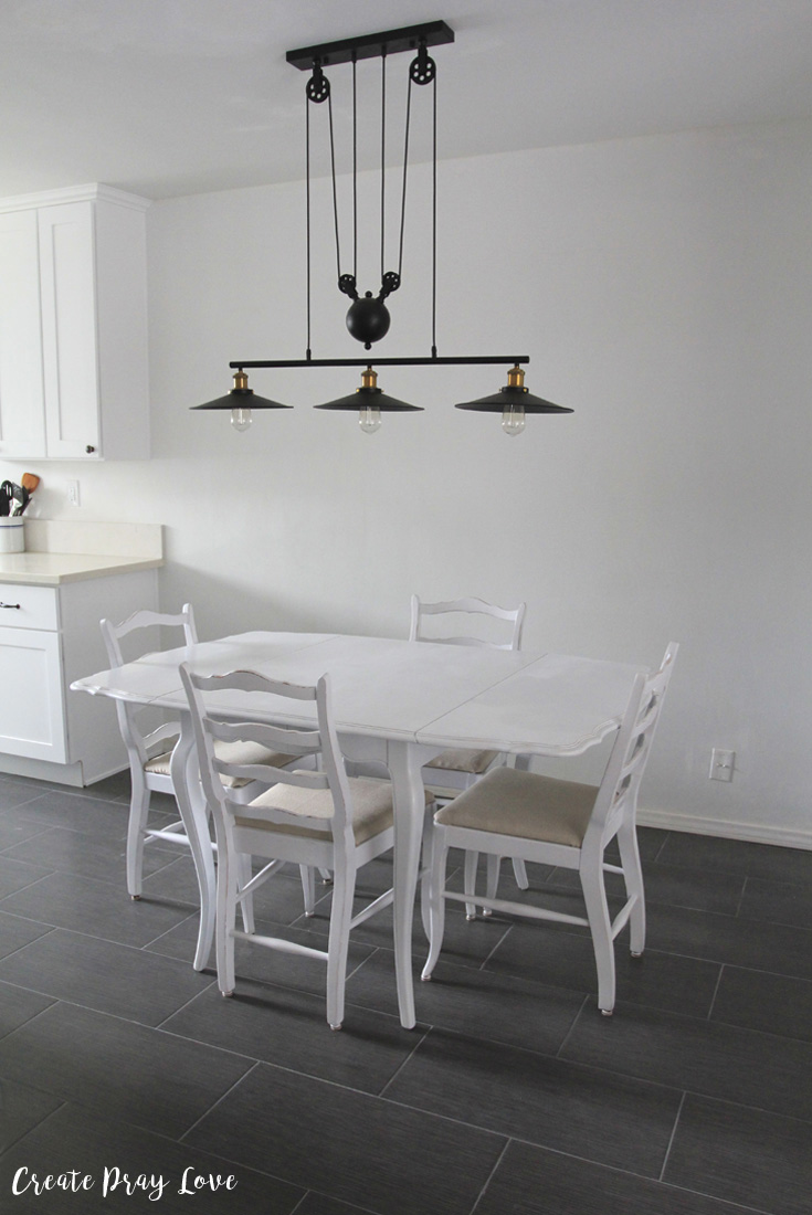 White Farmhouse Kitchen Table Makeover