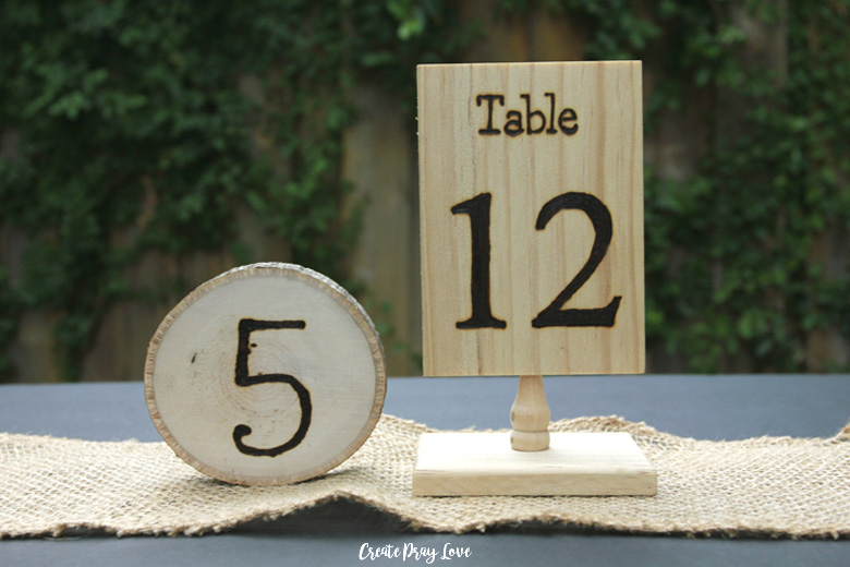 Make Rustic Wedding Table Numbers with Woodburning Technique | Create Pray Love