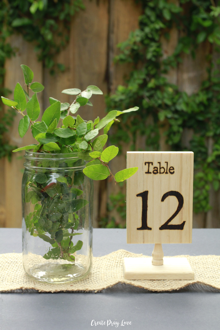 Simple DIY Wedding Table Numbers with Woodburning | Create Pray Love