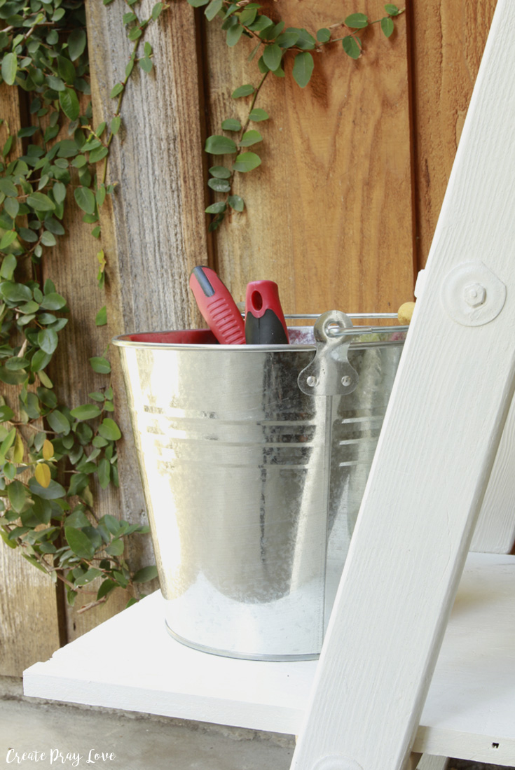 DIY Wooden Ladder Outdoor Shelving Unit