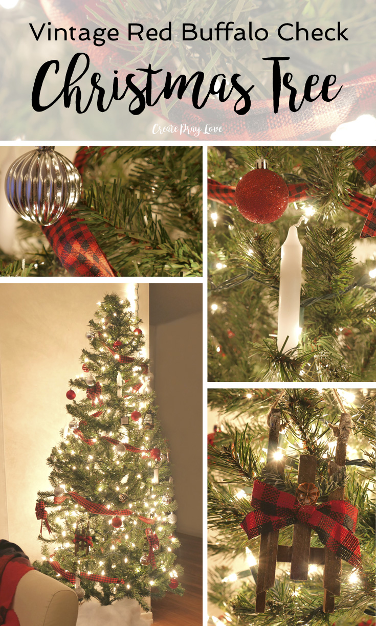 Vintage Inspired Red Buffalo Check Christmas Tree